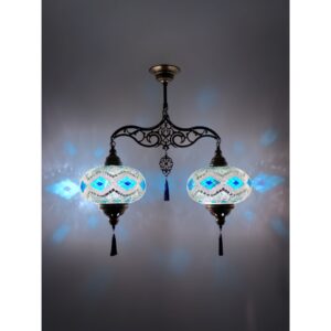 HANDMADE TURKİSH MOSAİC 2 GLOBE AUTHENTİC CHANDELİER LAMP